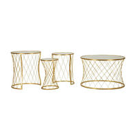 TISCHE IM 4ER-SET Noah, goldfarben, Eisen und Glas, Höhen 45, 54,5 und 50 cm - Goldfarben, Glas/Metall (70/70/55cm) - Mauro Ferretti