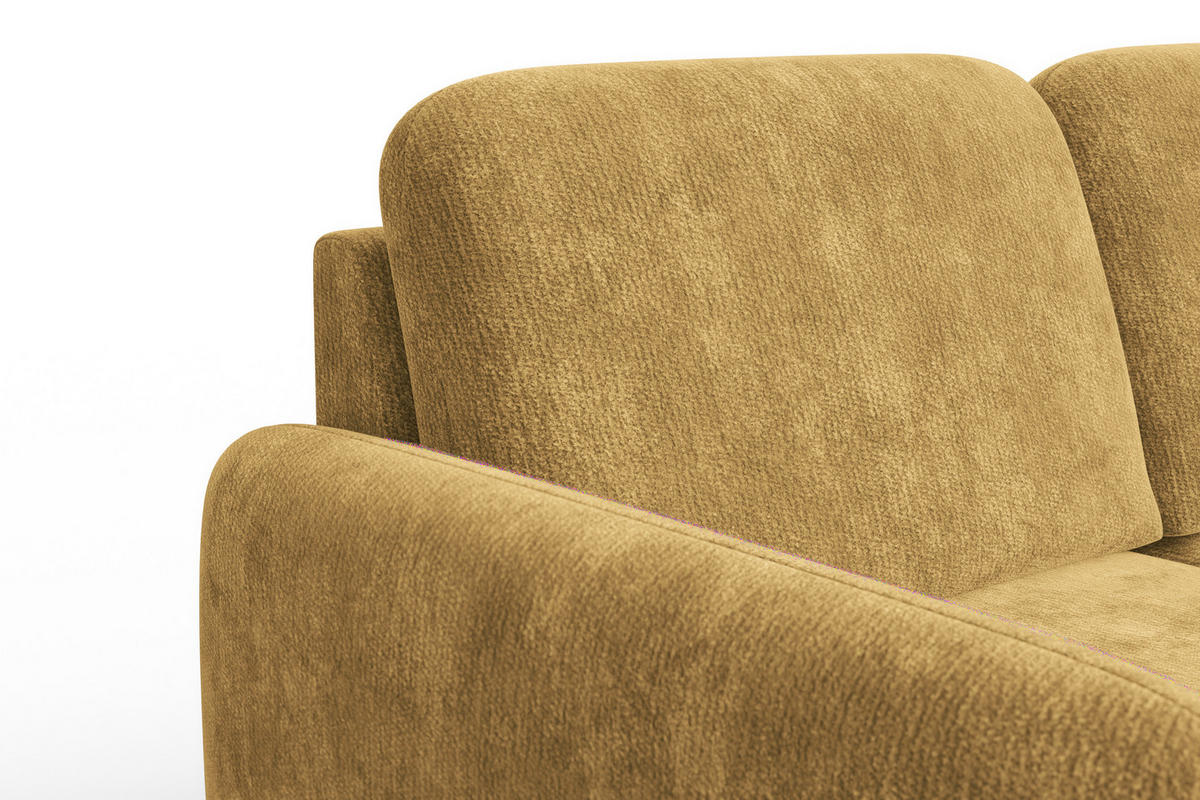 SOFA FEBE 2-Sitzer, safranfarbener Chenille-Stoff - Gelb/Schwarz, Holz/Textil (160/82/96cm) - Wozimo