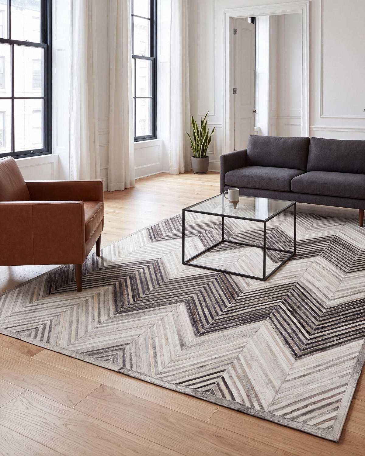 KURZFLOR-TEPPICH Aytepe 230/160 cm - Grau, Fell (160/230cm) - Beliani