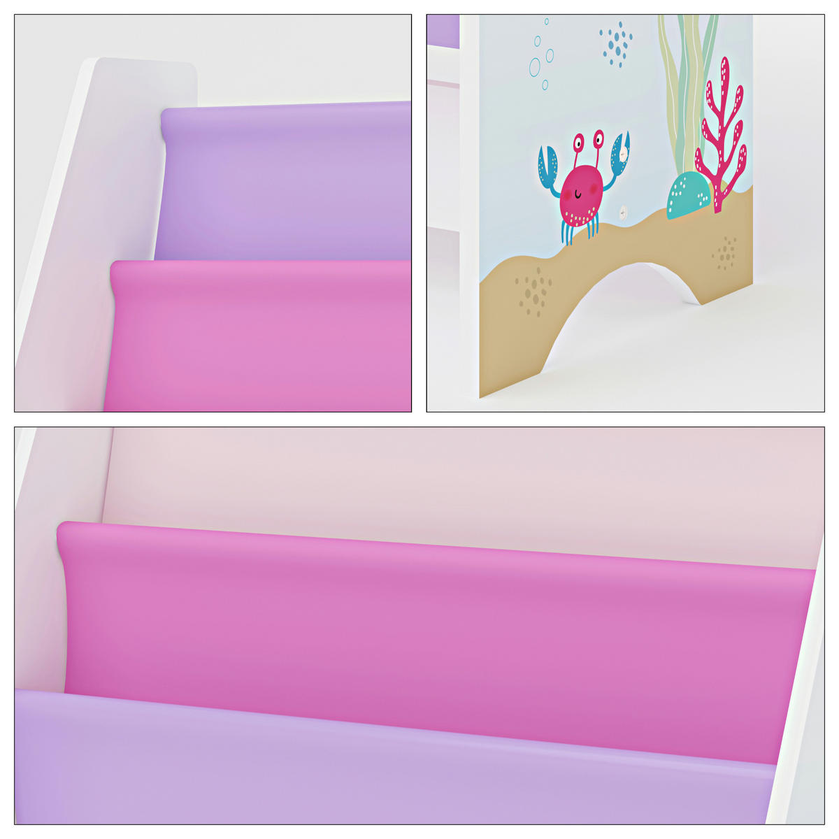 KINDERREGAL Fisterra - Pink/Lila, Holzwerkstoff/Textil (62/74/29cm) - [en.casa]