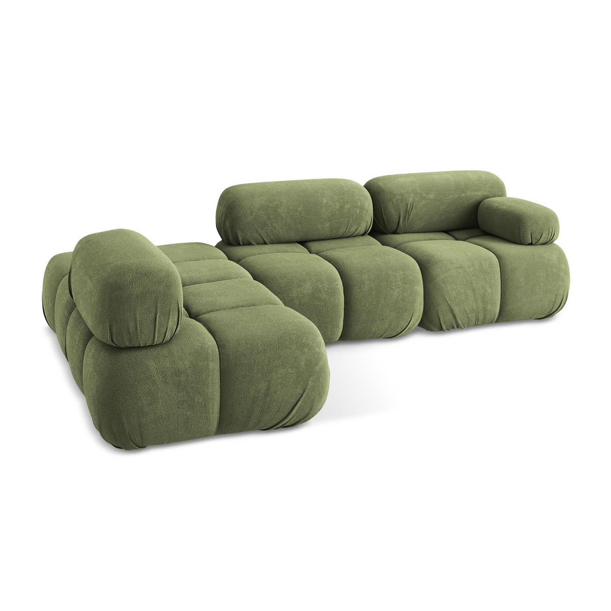 ECKSOFA Links Chenille Stoff Grün - Schwarz/Grau, Kunststoff/Textil (190/285cm) - LaMiaSofa