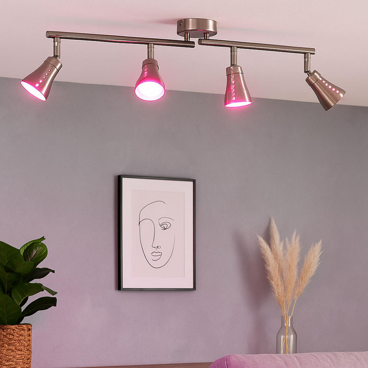 LED DECKENLEUCHTE GROSETTO Silber - Silberfarben, Metall (62.5/8/16cm) - Globo Lighting