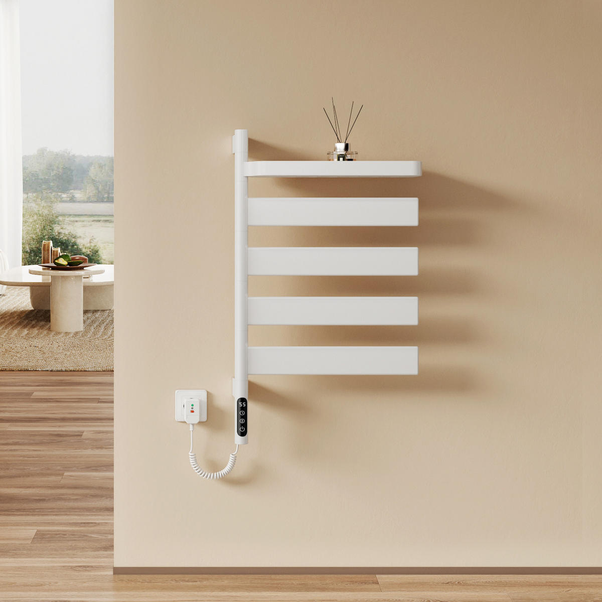 HEIZKÖRPER Handtuchheizkörper Intelligentes Heizsystem mit Ablage Weiß 76/45 cm - Weiß, Metall (45/76/14cm) - EMKE