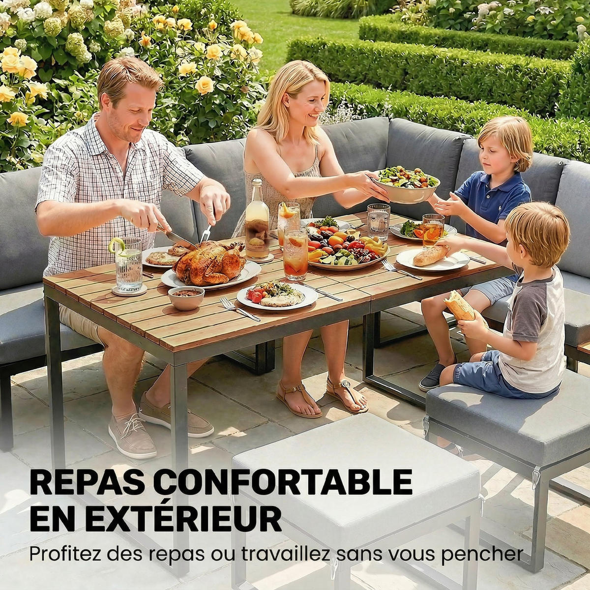 GARTENLOUNGE-SET DE-13544 modular für 6-8 Personen, Aluminium Grau - Grau, Metall - ComfortXL