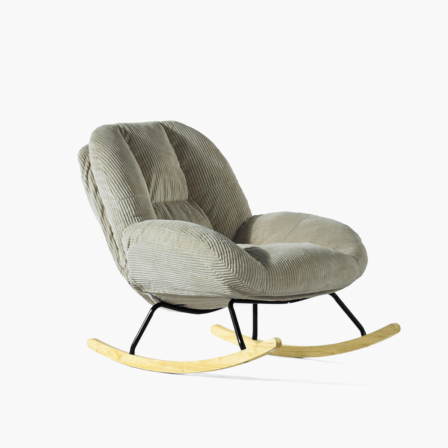 SCHAUKELSTUHL Relaxsessel Gepolstert Mit Cord-Bezug In Beige - Beige, Textil (79/84/111cm) - Meubles Cosy