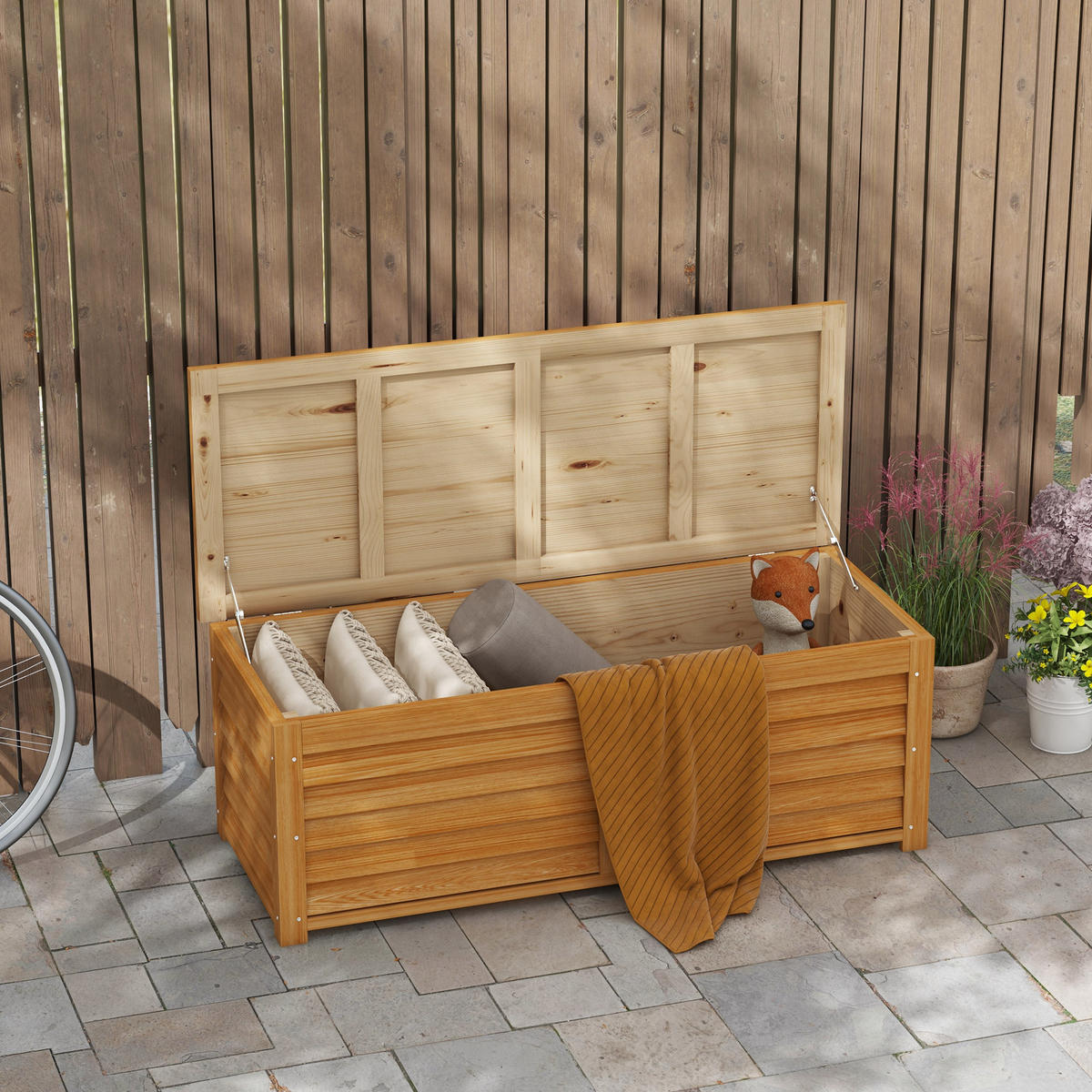 KISSENBOX DE-18672 176 L, Holzgriffe - Braun, Holzwerkstoff (50/45/130cm) - ComfortXL