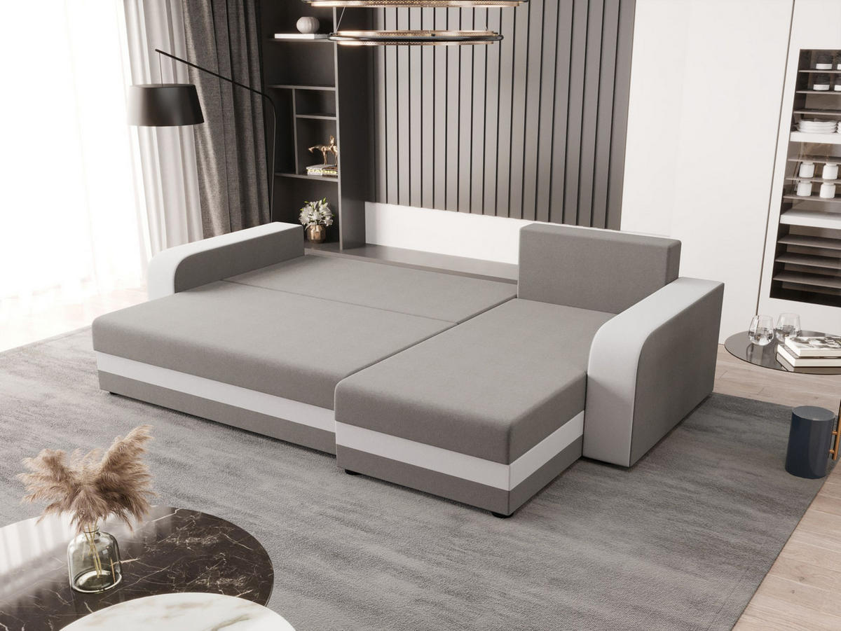 ECKSOFA HEWLET L BIS Sawana 21+01 Rechts mit Schlaffunktion - Grau, Textil (240/140cm) - Bedante