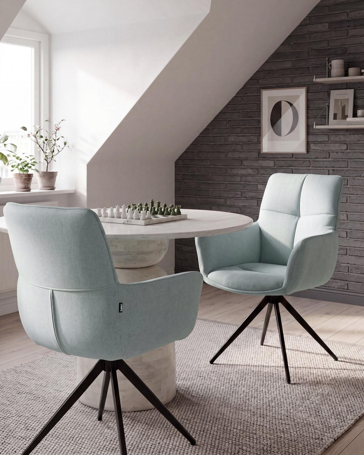 JÍDELNÍ ŽIDLE otočná Látka Mátově zelená Corbie - mátově zelená, textil (62/89/67cm) - Beliani