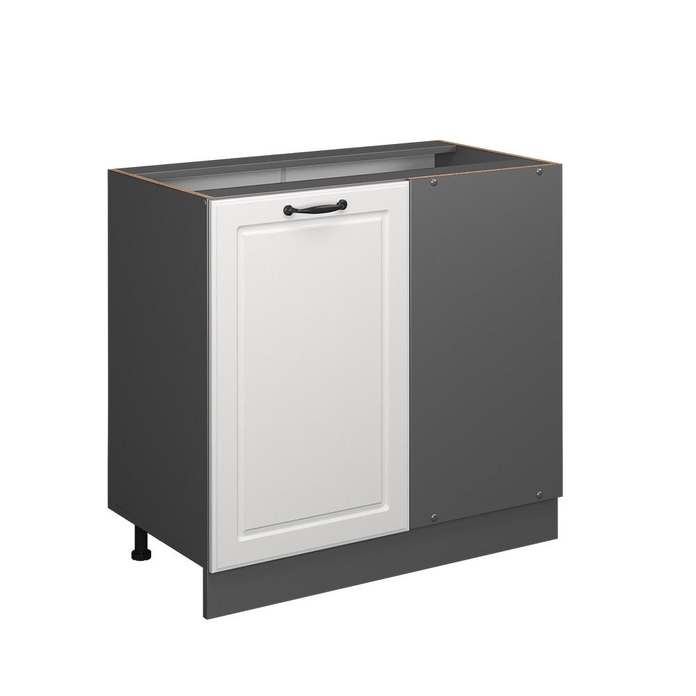 ECKUNTERSCHRANK R-Line Weiß Landhaus 86 cm ohne AP - Anthrazit/Creme, Holzwerkstoff (86/81.6/46cm) - Vicco