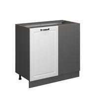 ECKUNTERSCHRANK R-Line Weiß Landhaus 86 cm ohne AP - Anthrazit/Creme, Holzwerkstoff (86/81.6/46cm) - Vicco