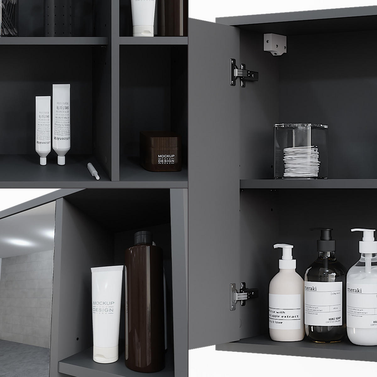 KOUPELNOVÁ SKŘÍŇKA SE ZRCADLEM Leano Antracit - antracitová/barva dubu, kompozitní dřevo (80/60/20cm) - Vicco