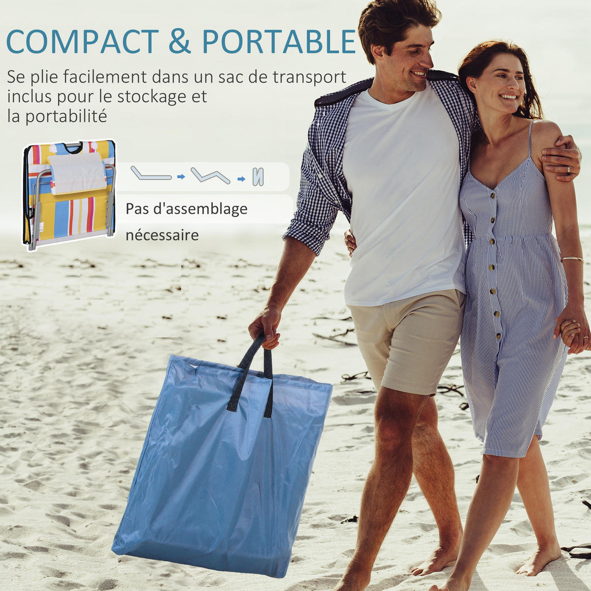 STRANDMATTE DE-15621 2er-Set, 5-fach verstellbare Rückenlehne - Multicolor, Metall (53/45/124cm) - ComfortXL