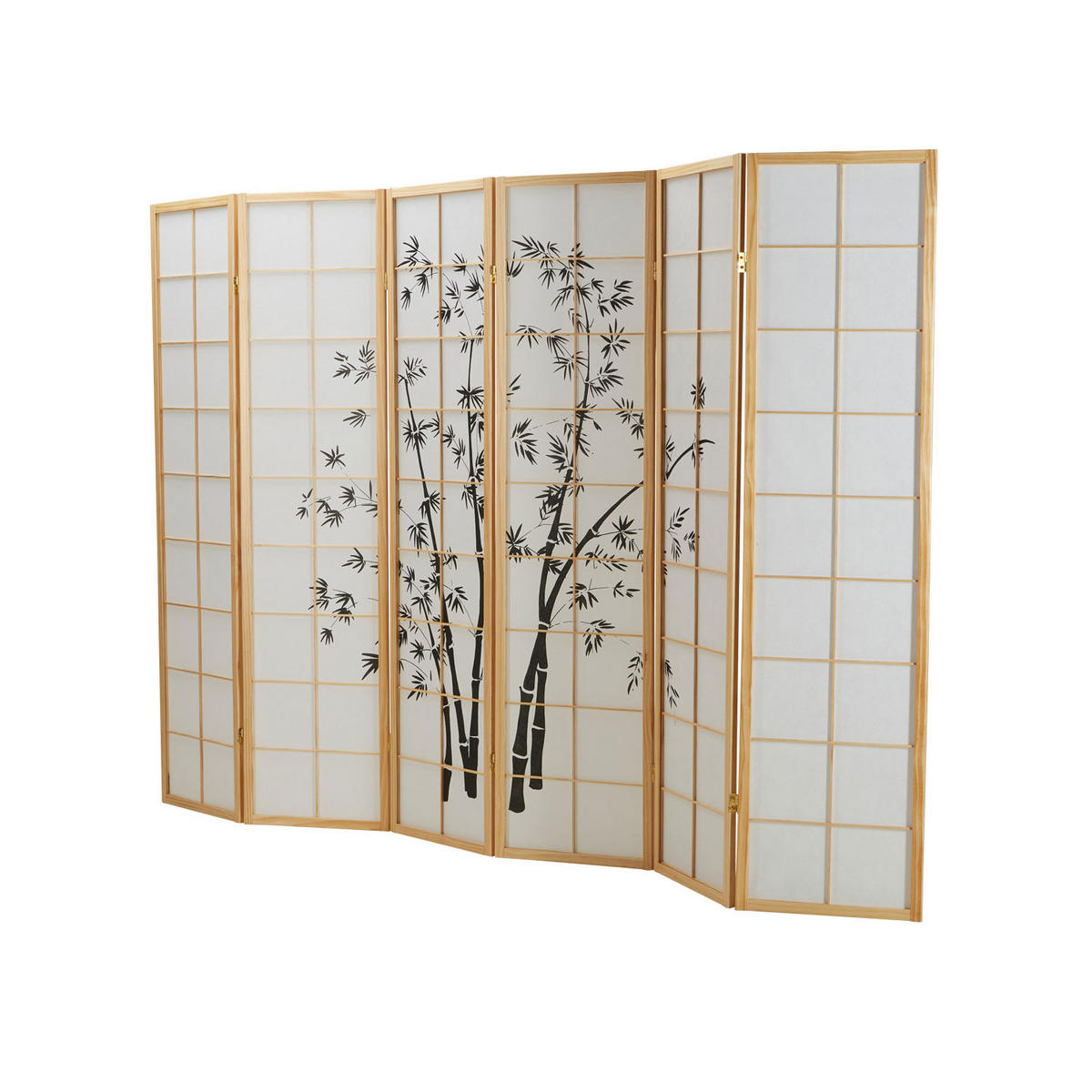 PARAVENT 6-tlg. 264/179 cm Braun Bambusmuster - Braun, Holz (264/179/2cm) - Homestyle4u
