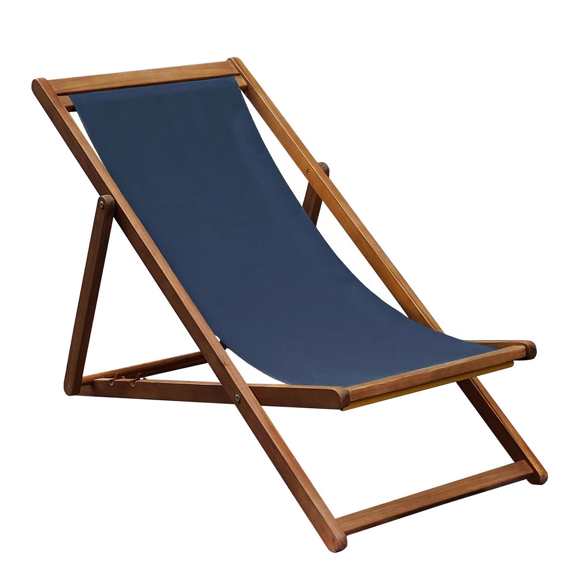 LIEGESTUHL 2-tlg., Dunkelblau - Blau, Holz (60/87/113cm) - Oviala