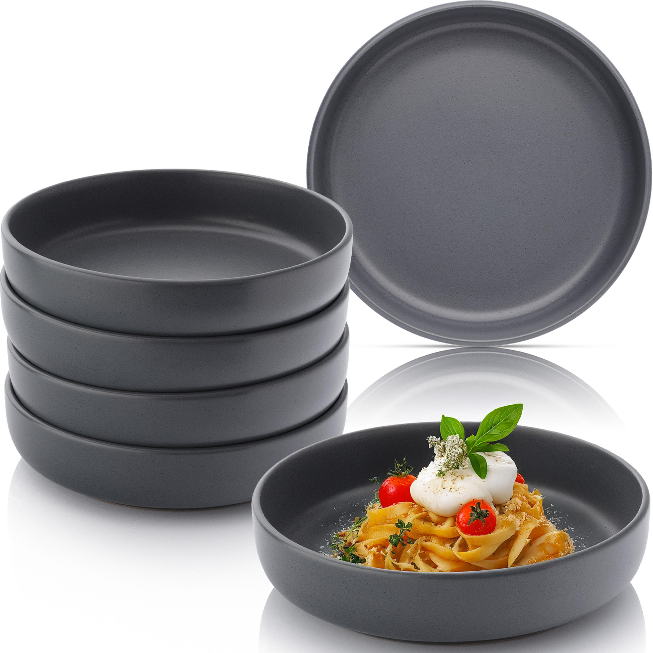 PASTASCHALEN LEEDS NIGHTSKY - 6 teilig aus Steingut - Dunkelgrau, Stein (20.5cm) - Sänger
