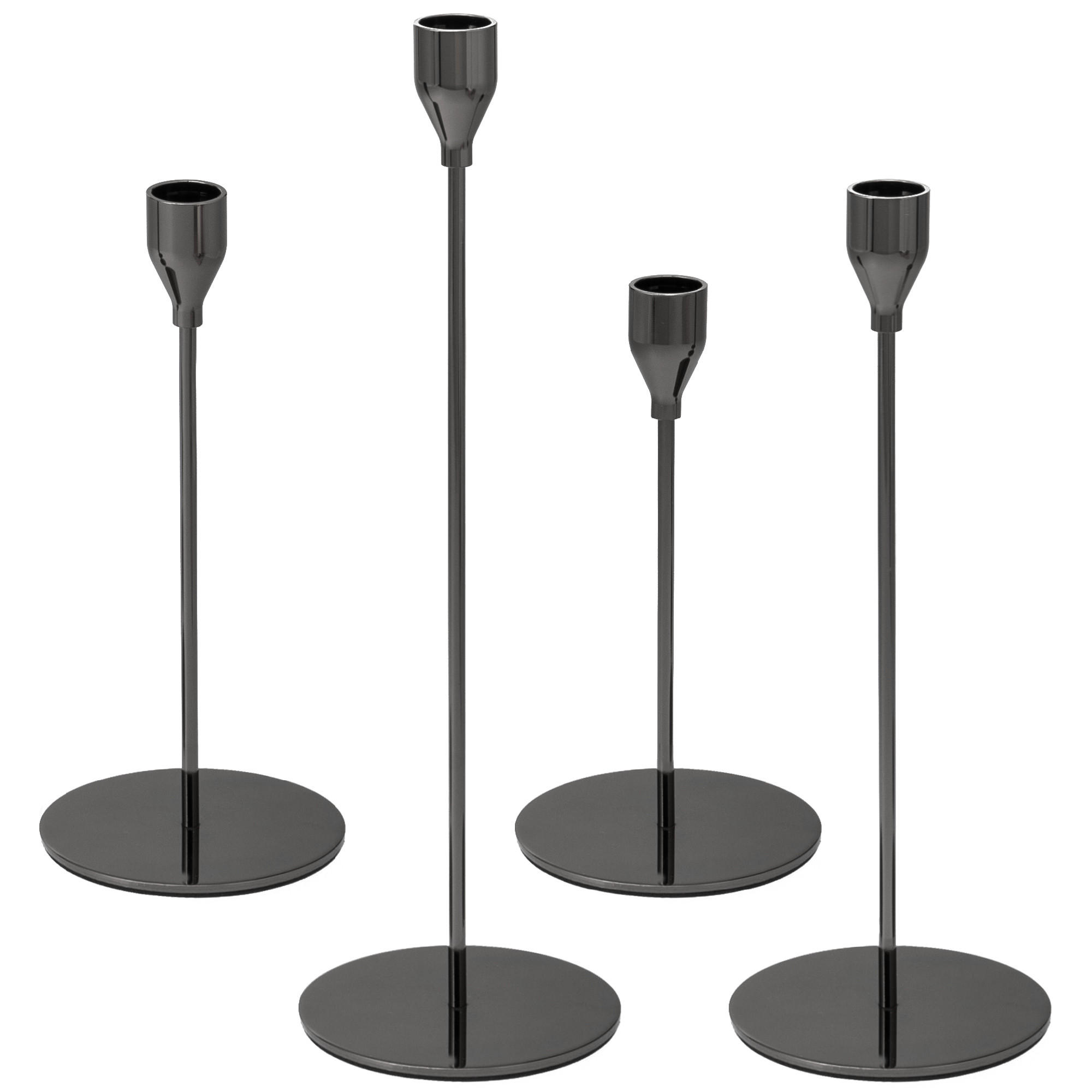 KERZENHALTER 4er-Set, schwarz - Schwarz, Metall (10/32/10cm) - bremermann