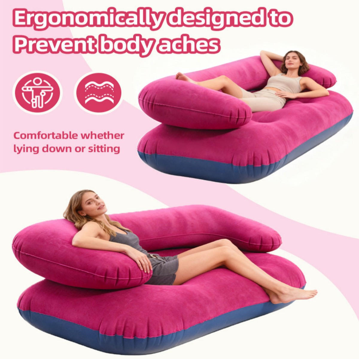 LUFTSOFA，AUFBLASBARES SOFA, 140/75/50cm Hellgrau - Hellgrau, Kunststoff (75/50/140cm)