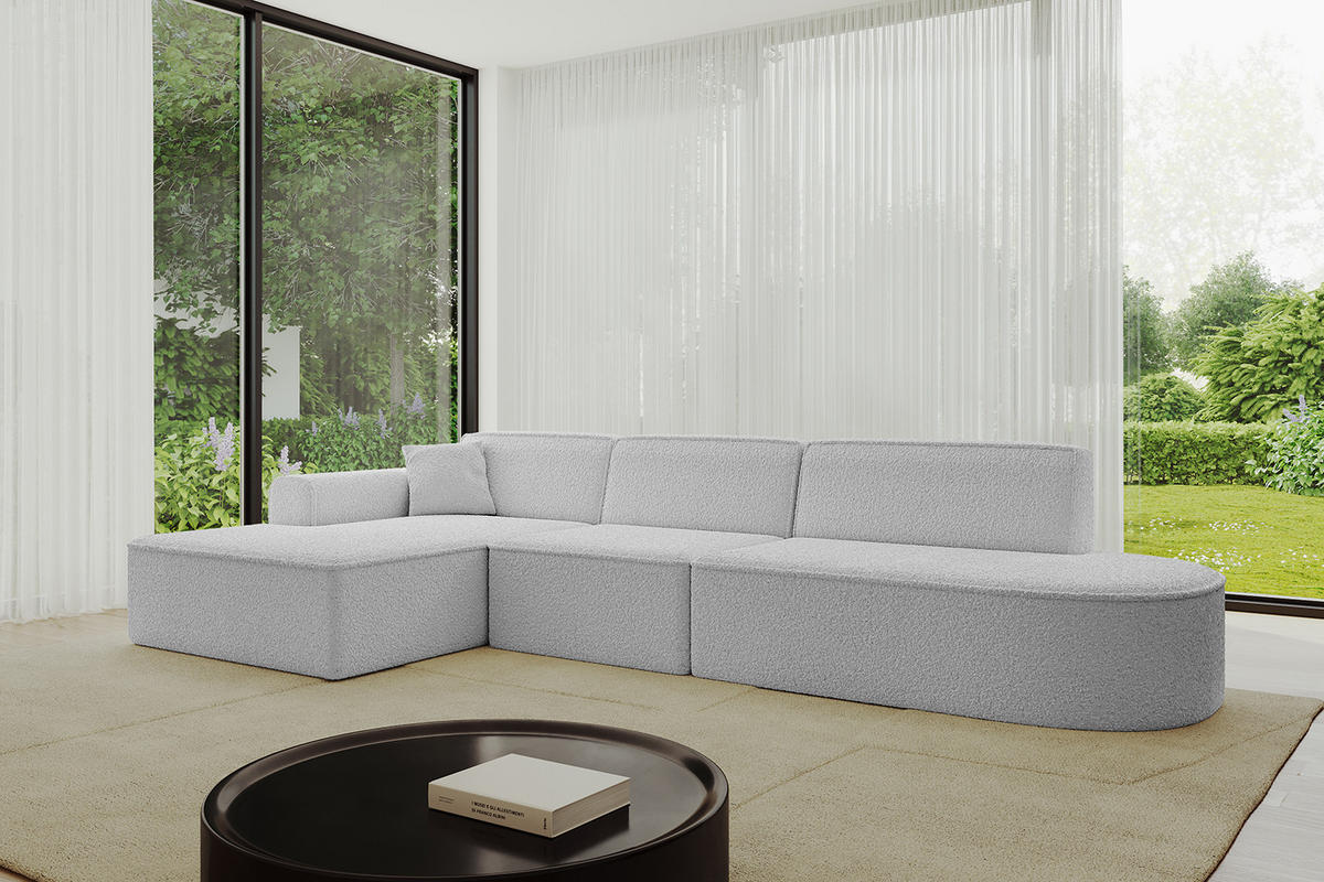 ECKSOFA Ottomane Links IREA-L2-v3 - 327x165x77 cm Hellgrau - Hellgrau, Holzwerkstoff/Textil (327/165cm) - ALTDECOR