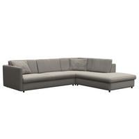 ECKSOFA mit Ottomane - Schwarz/Grau, Kunststoff/Textil (328/272cm) - home24