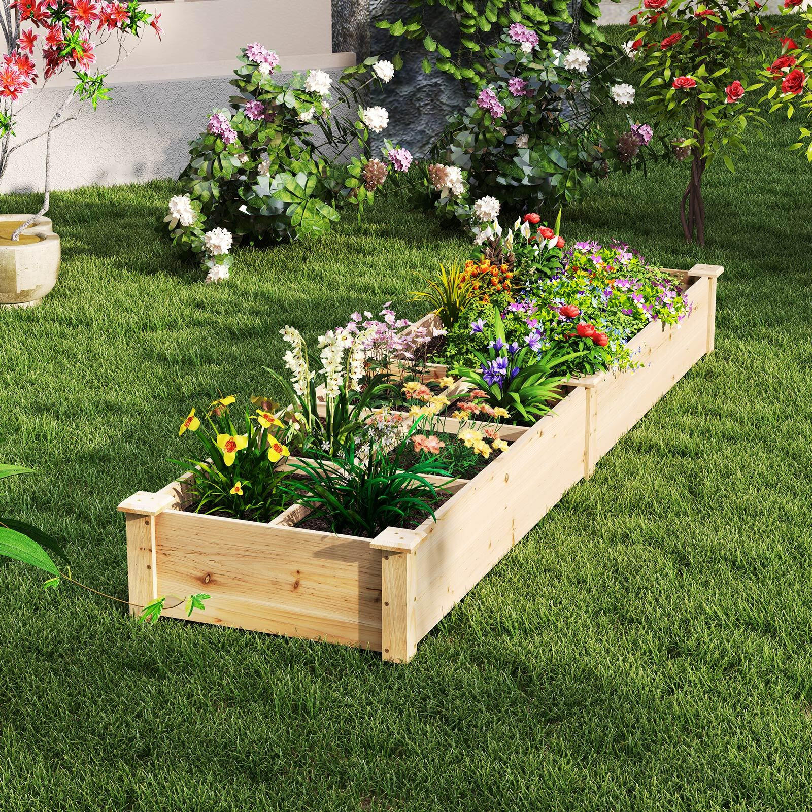 HOCHBEET Natur - Naturfarben, Holz (62/25/228cm) - COSTWAY