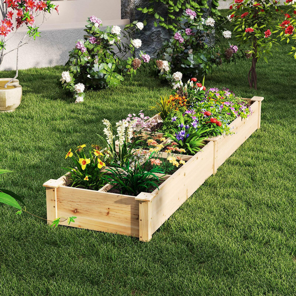 HOCHBEET Natur - Naturfarben, Holz (62/25/228cm) - COSTWAY