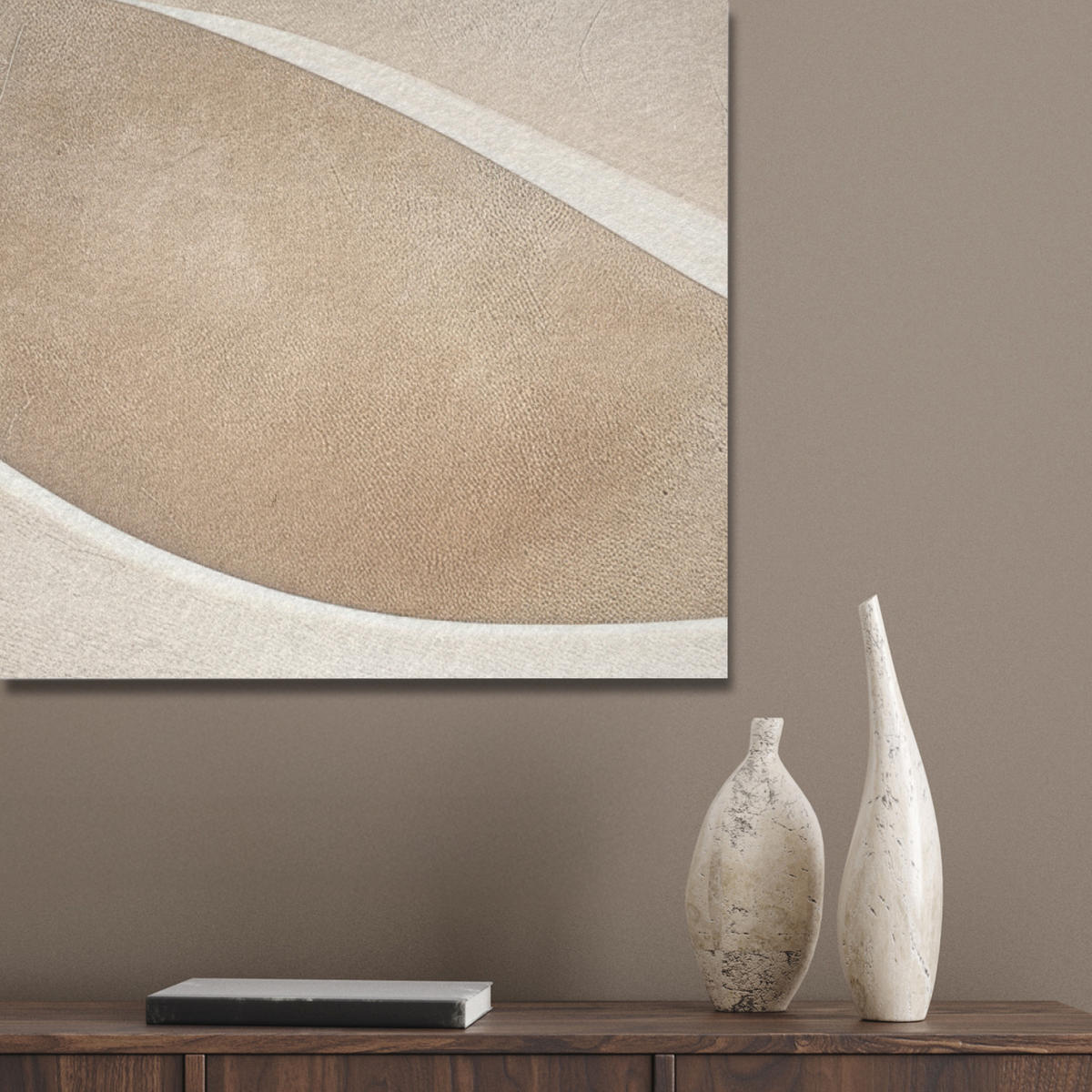 AKUSTIKPANEEL Beige - Natur - Abstrakt - Modern 70x100 cm - Beige, Textil (70/0.9/100cm) - MuchoWow