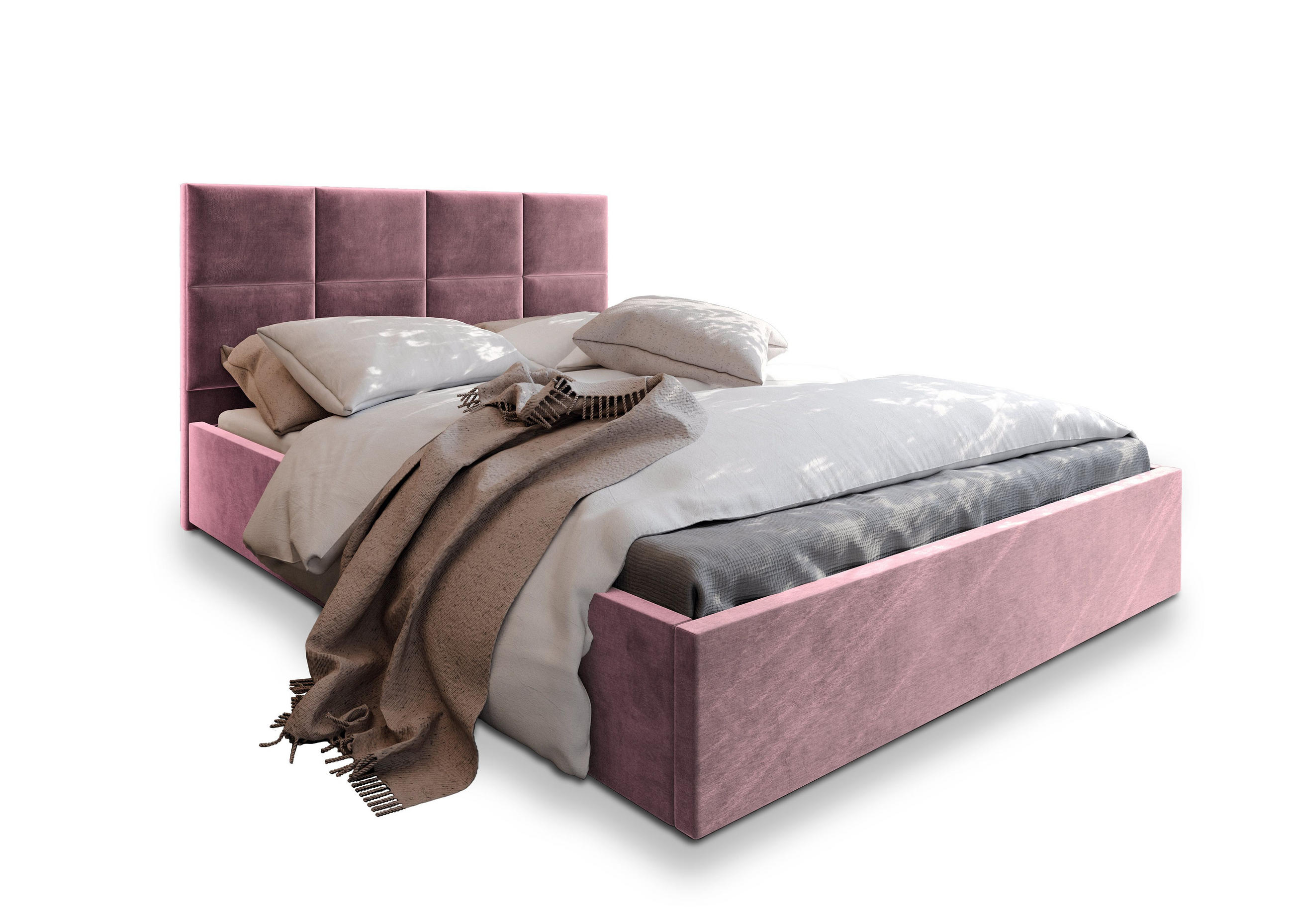 POLSTERBETT LIMENA 160x200 cm mit Bettkästen - Rosa - Rosa, Holz (160/200cm) - MASSENO
