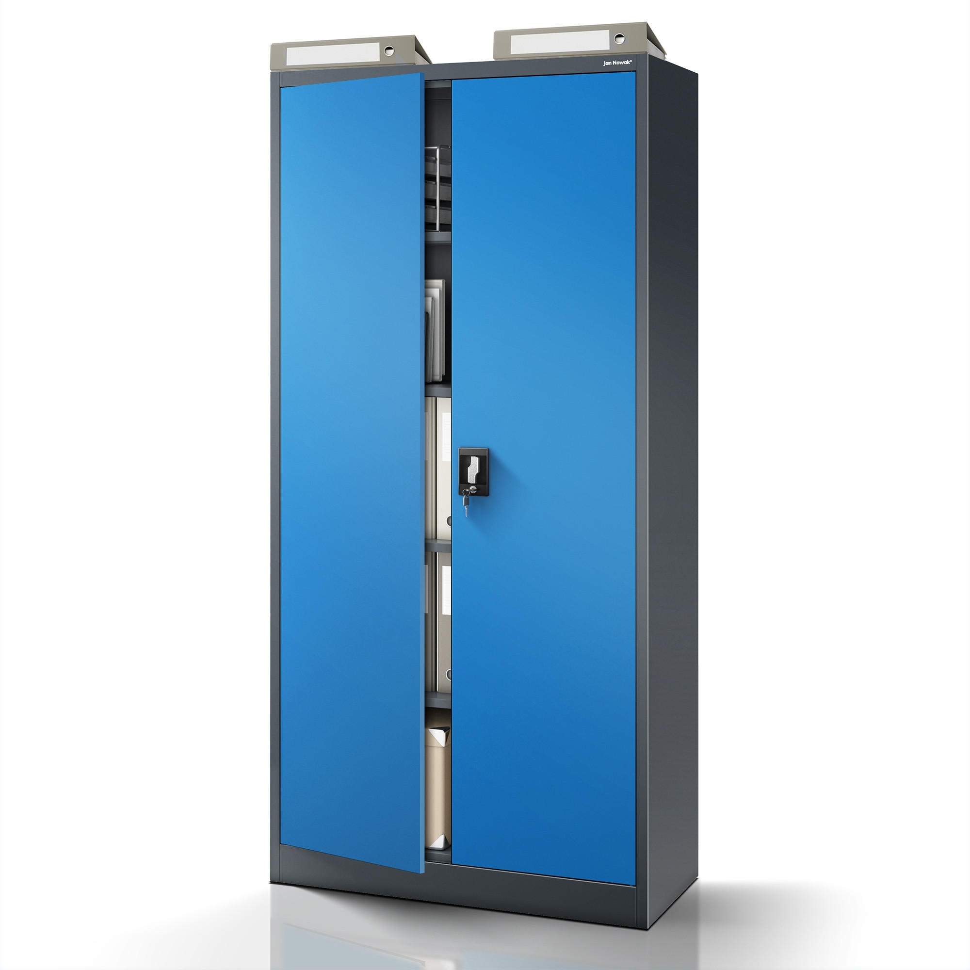 Jan Nowak Aktenschrank Blau, Anthrazit 90x195x40 cm