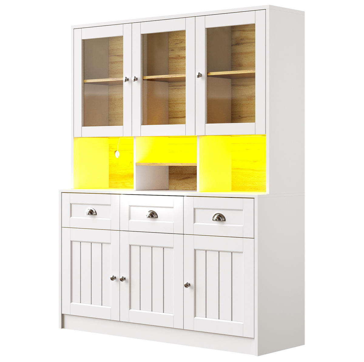 BUFFET 140/40/175 cm aus MDF mit LED-Beleuchtung Weiß - Weiß, Holzwerkstoff (140/175/40cm) - Modenvie