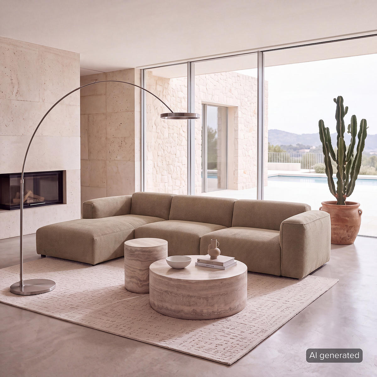 3-SITZER ECKSOFA mit Longchair - Taupe/Schwarz, Kunststoff/Textil (317/173cm) - home24