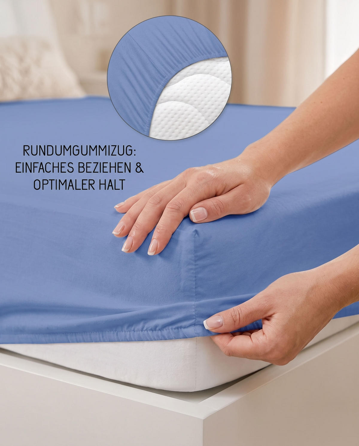 SPANNBETTTUCH Basic Jersey blau, 140x200 cm - 160x200 cm - Blau, Textil (160/200cm) - biberna
