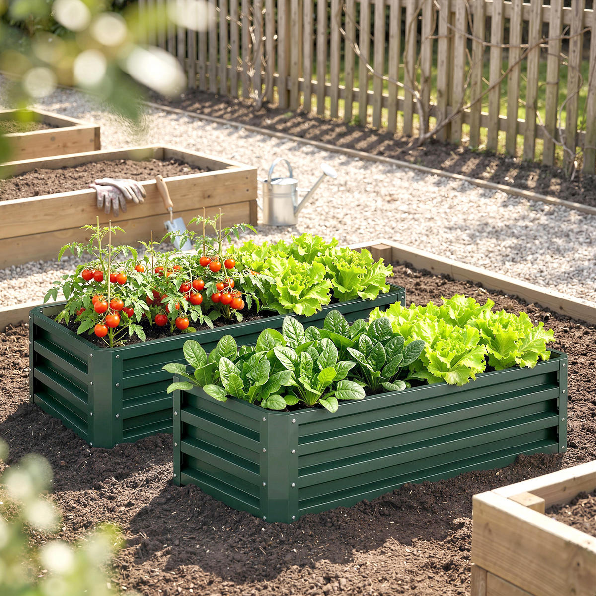 HOCHBEET DE-05348 2er-Set, Metall, offener Boden Grün - Grün, Metall (110/30/50cm) - ComfortXL