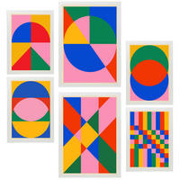 POSTER Set Mit 6 Geometrisches Bauhaus A3 & A4 Weißer Rahmen - Weiß, Papier (29/3cm) - Nacnic