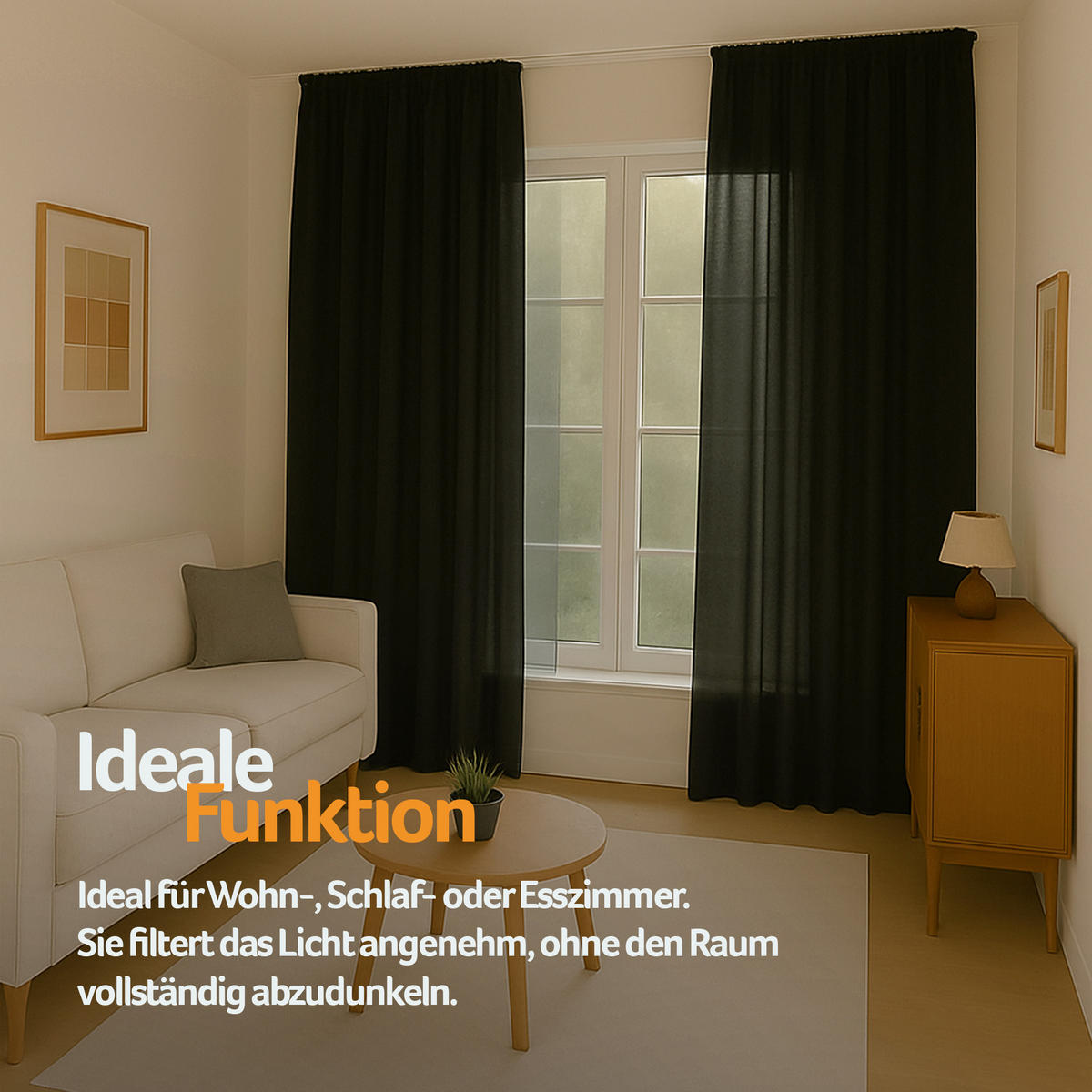GARDINE Universalband "blickdicht" 2er Pack Schwarz 140x145 cm - Schwarz, Textil (140/145cm) - Bestlivings
