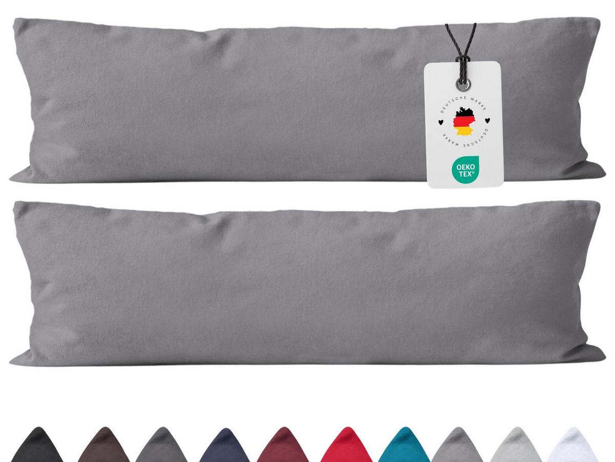 SEITENSCHLÄFERKISSEN-BEZUG 40x145 cm aus 100% Baumwolle, KISSENBEZUG Grau Uni - Grau, Textil (145/40cm) - Carpe Sonno