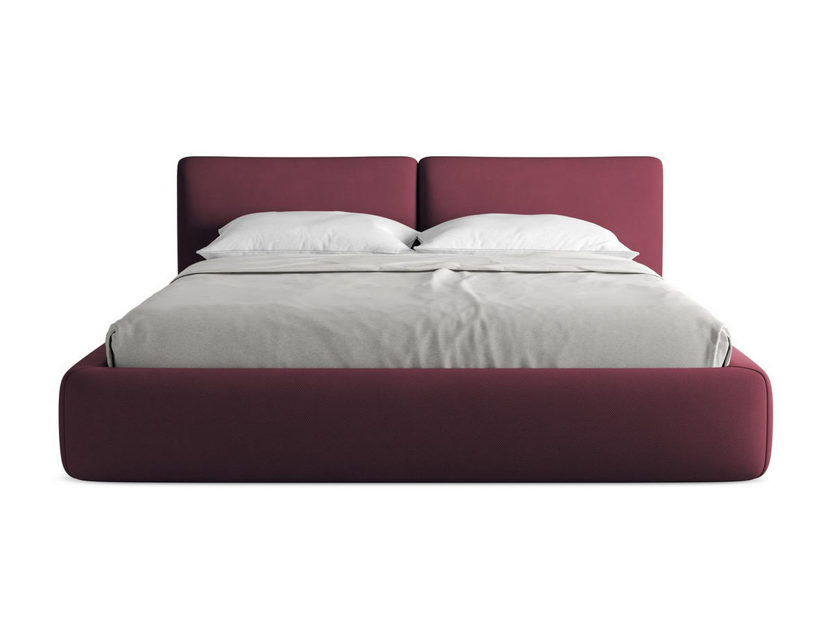 POLSTERBETT mit Bettkasten und Lattenrost 200x228 Rot - Rot/Weinrot, Kunststoff/Textil (180/200cm) - Makamii