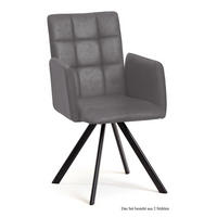 ARMLEHNSTUHL (2er-Set) Dayle 52x91x60 Schwarz/Grau - Schwarz/Grau, Kunststoff (60/91/52cm) - 58aufmkessel