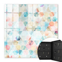 SCHLÜSSELBOX Schwarz 30x30 cm- Türöffnung nach rechts - Geometrische Muster - Blau, Metall (30/30/5cm) - TULUP