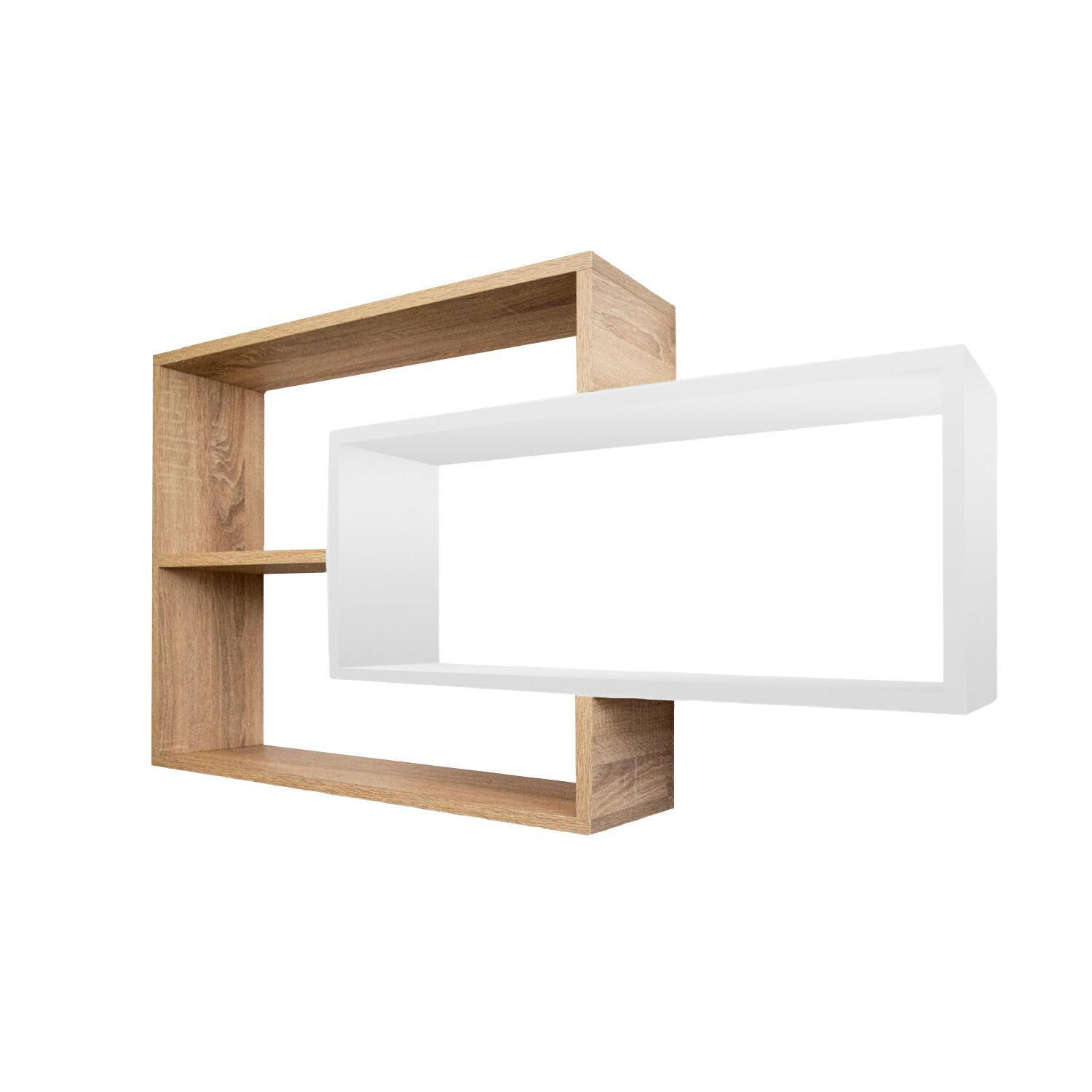 SCHWEBEREGAL KARO Natur/Weiß - Eichefarben/Naturfarben, Holzwerkstoff (20/59/104cm) - Mein-Regal