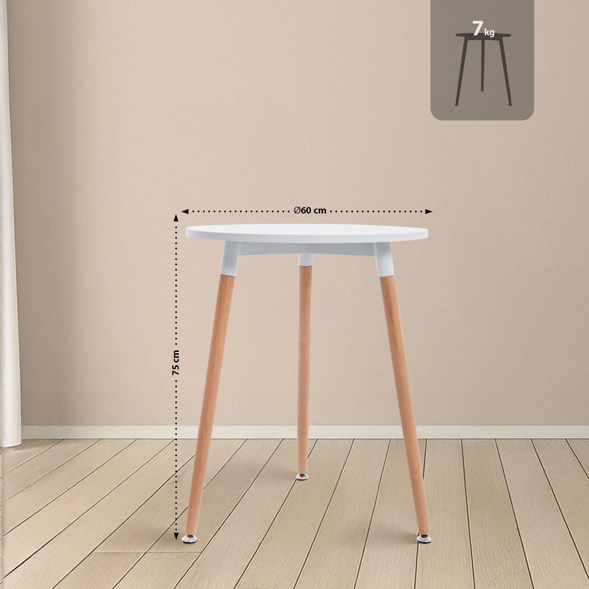 TISCHGRUPPE Holz Weiß (5-teilig) - Weiß, Holz (160/83/160cm) - CLP