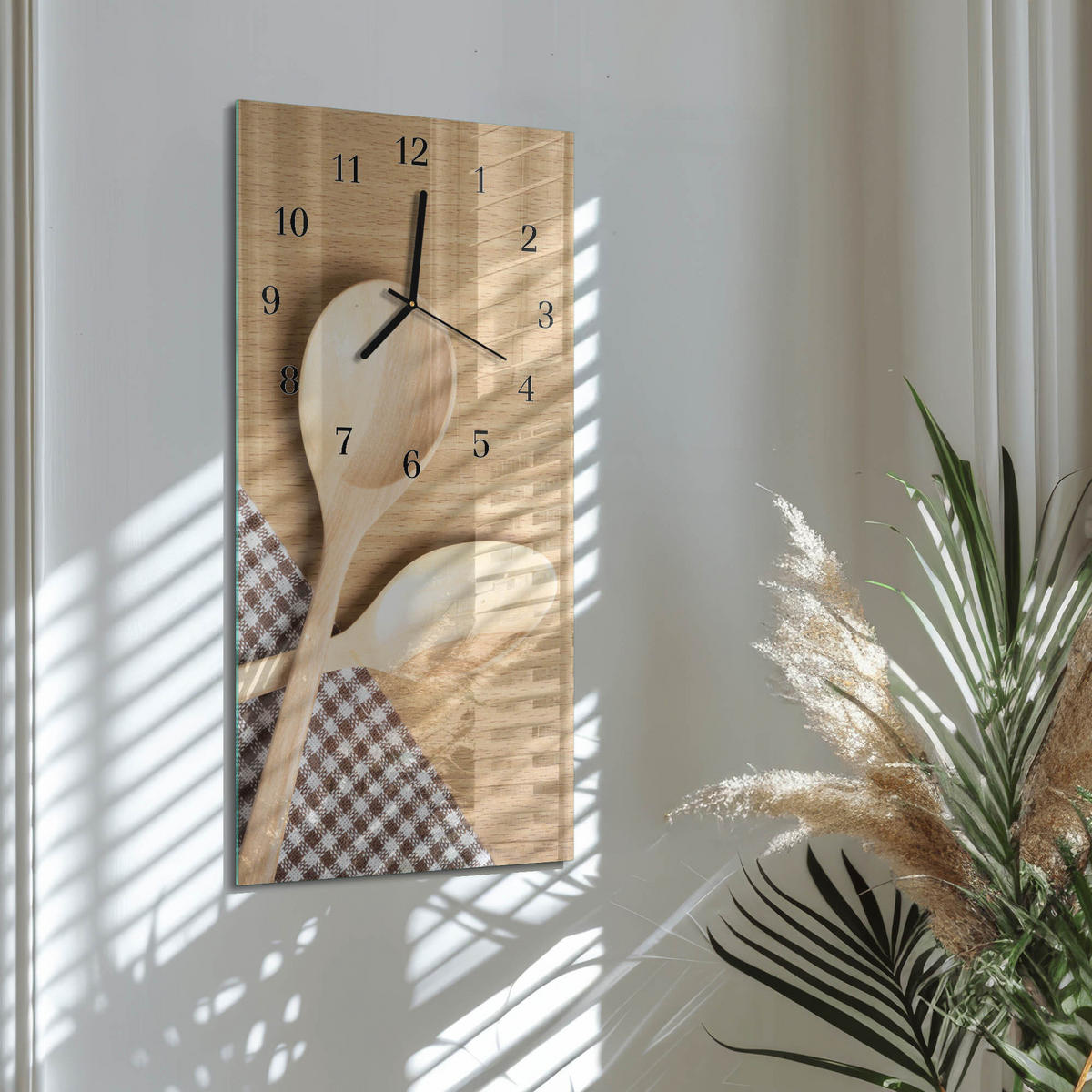 WANDUHR 60x30 cm - Abstraktion - Beige, Glas (30/60/0.4cm) - TULUP