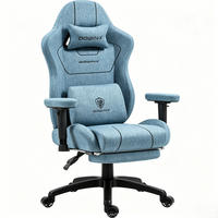 GAMING Stuhl Stoff & Taschenfederkissen PC Bürostuhl & Fußstützen - Blau, Textil (70/130/60cm)