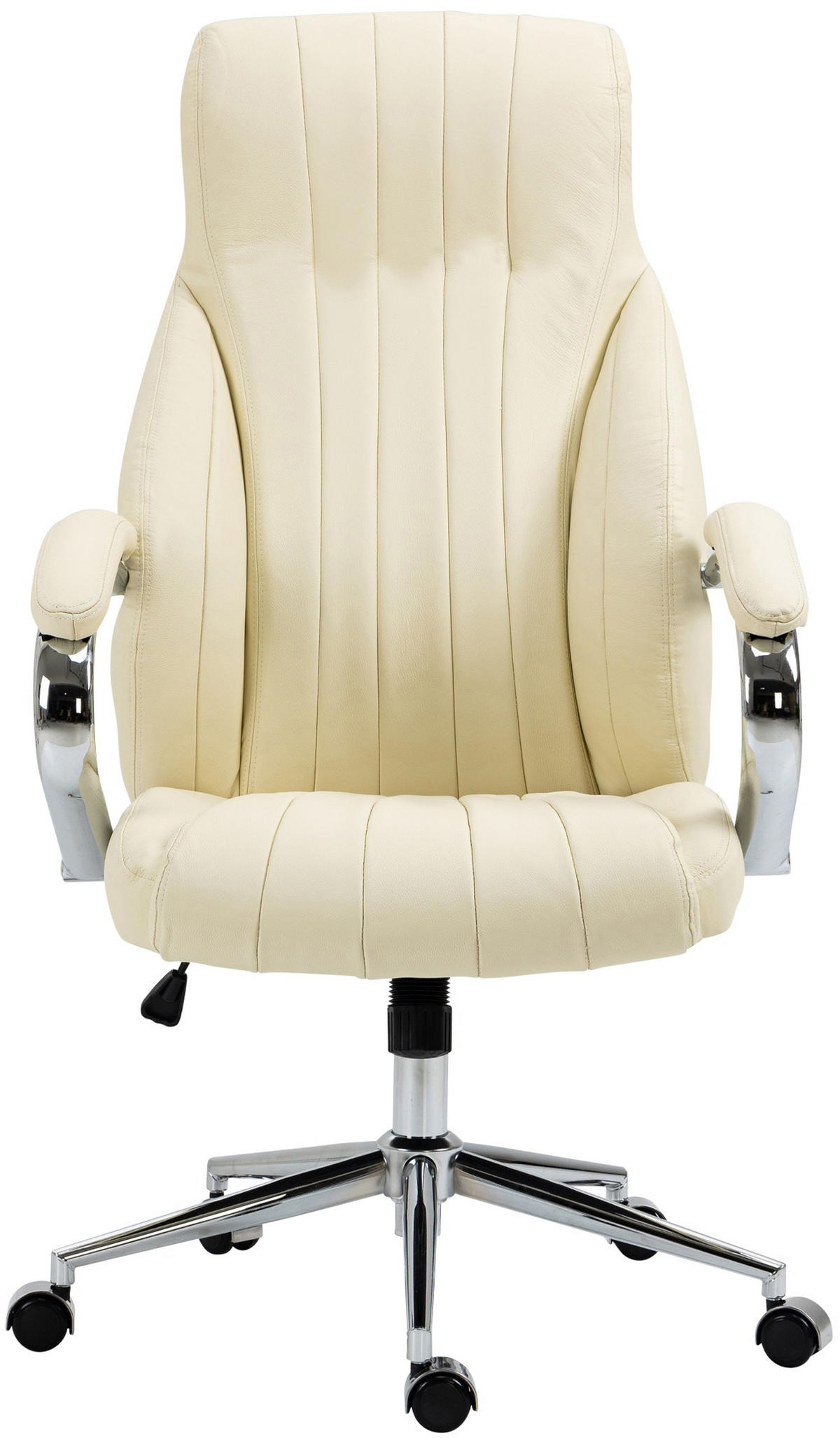 BÜROSTUHL Valyx Echtleder creme - Chromfarben/Creme, Leder/Metall (73/130/76cm) - TPFLiving