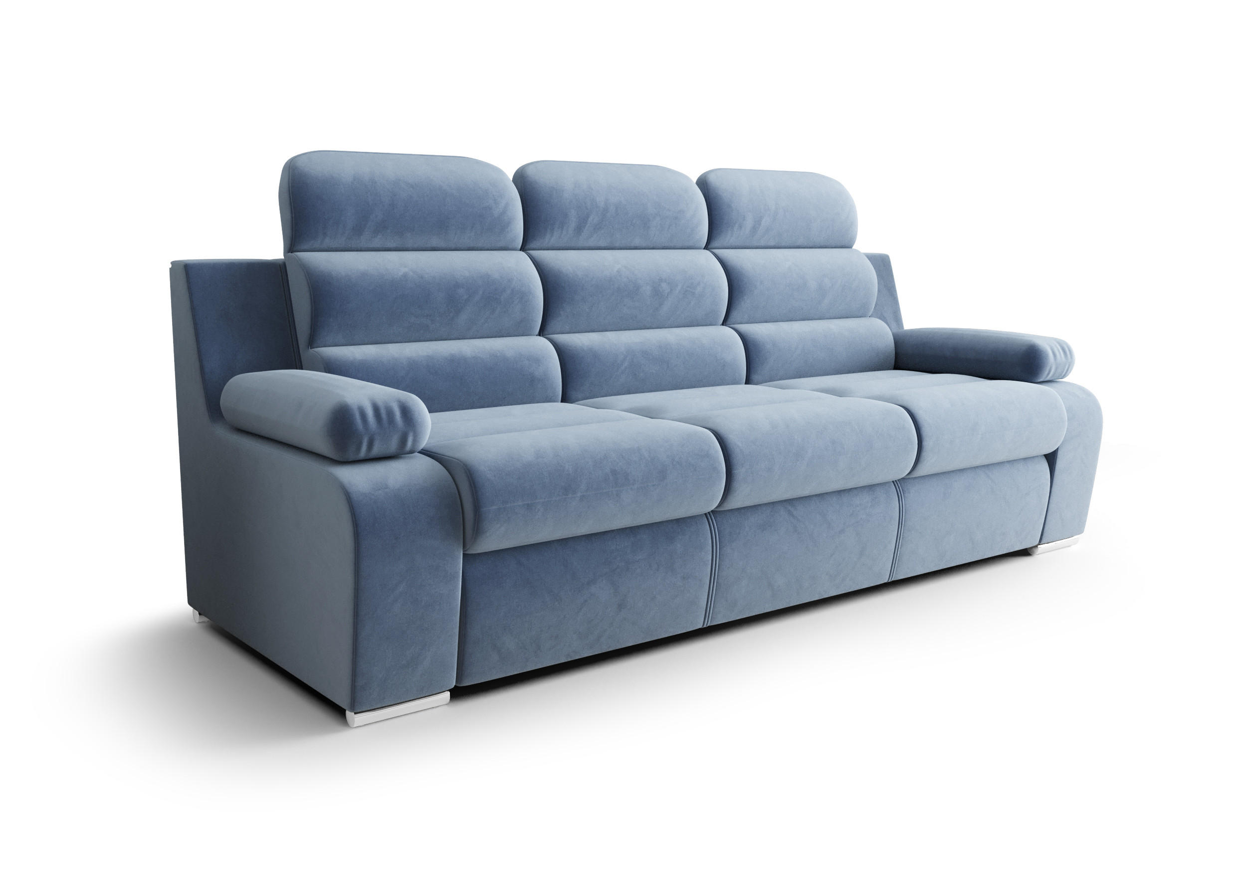 SCHLAFSOFA AMBER, mit Schlaffunktion und Bettkasten, Farbe: Blau, Velourstoff - Blau, Textil (238/103/96cm) - O-Sofa