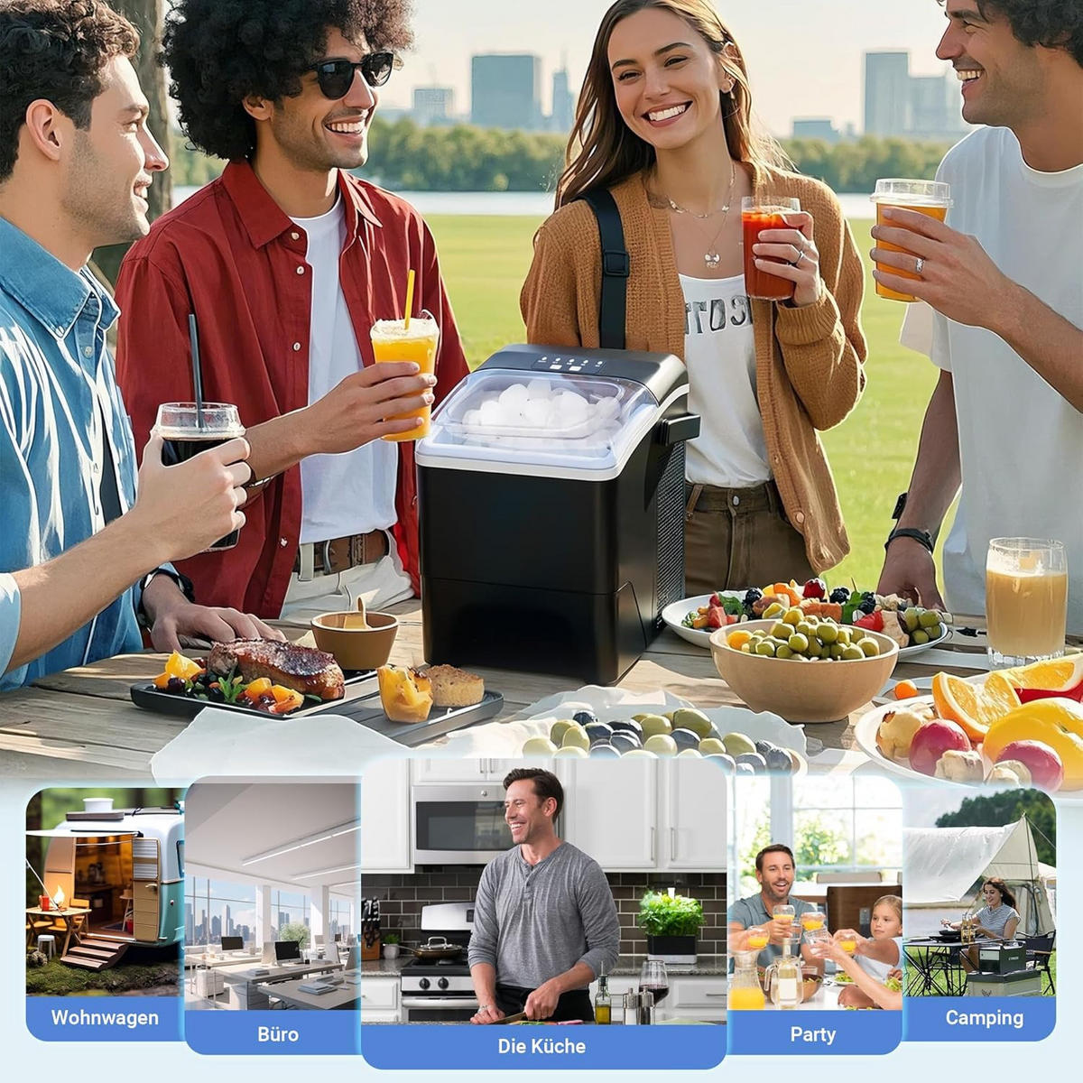 EISWÜRFELMASCHINE Kühleis 1.3 L - Schwarz, Kunststoff (29.6/28.9/23.8cm) - Nettlife