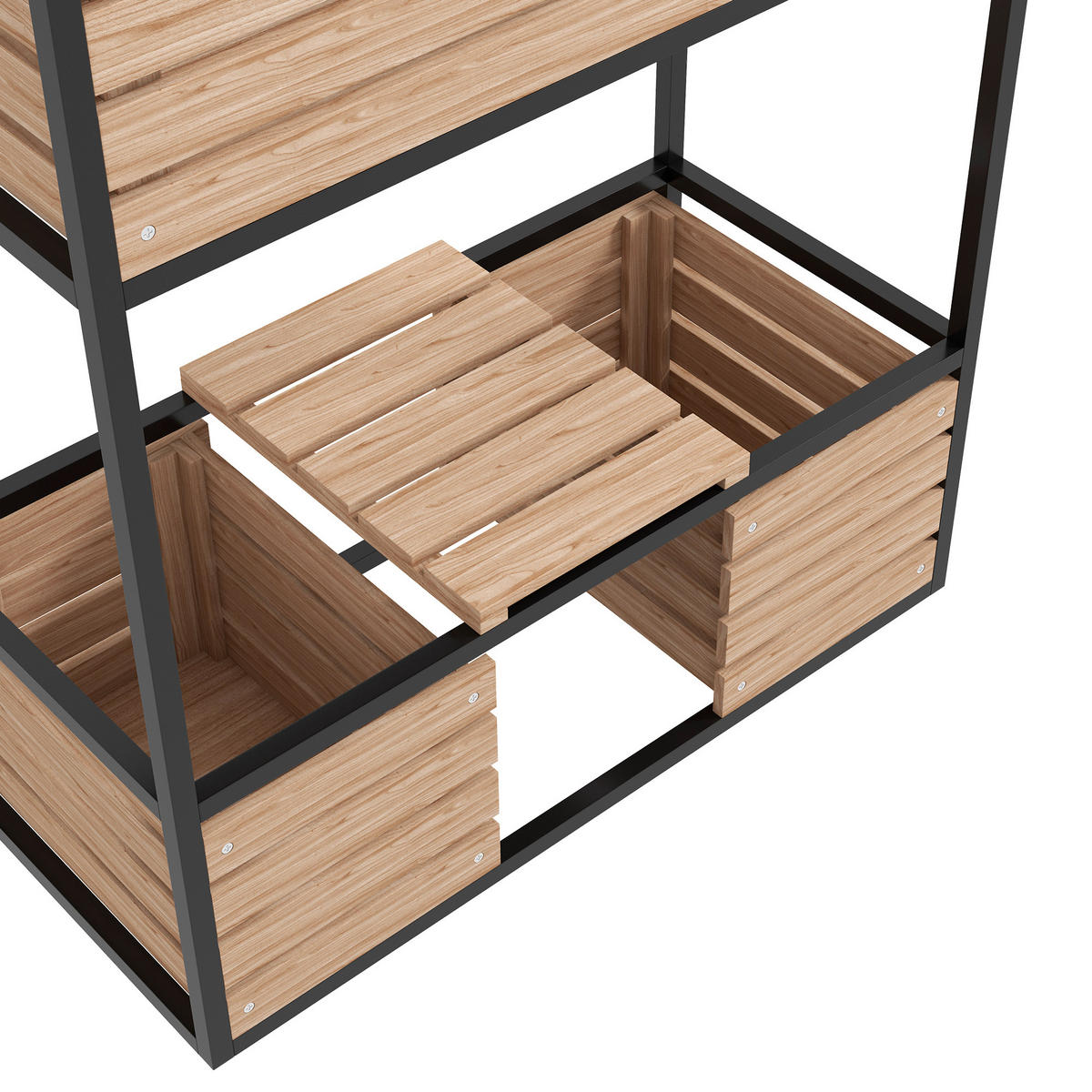 HOCHBEET 83x39x100 cm Holz 2 Ebenen - Braun, Metall (83/100/39cm) - Fortuna Lai
