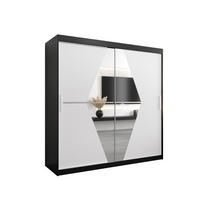 SCHWEBETÜRENSCHRANK 200/200/62 2-türig - Silberfarben/Schwarz, Holz/Kunststoff (200/200/62cm) - Abiks Möbel