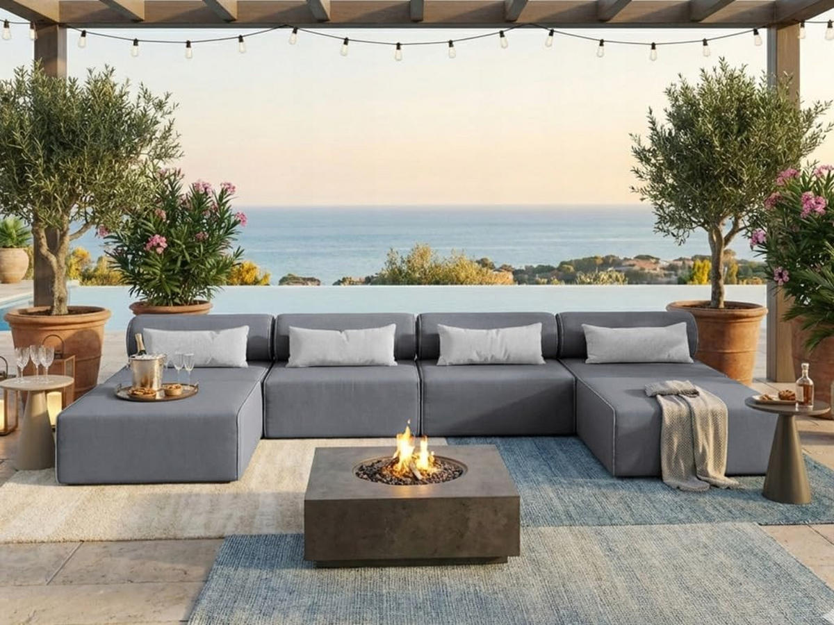GARTENSOFA BALI XL - Wetterfeste Balkonmöbel & Lounge Sofa Außen - Moderne Outdoor Couch für Garten - Balkon & Terrasse - Grau - Grau, Kunststoff (448/78/100cm) - Trada