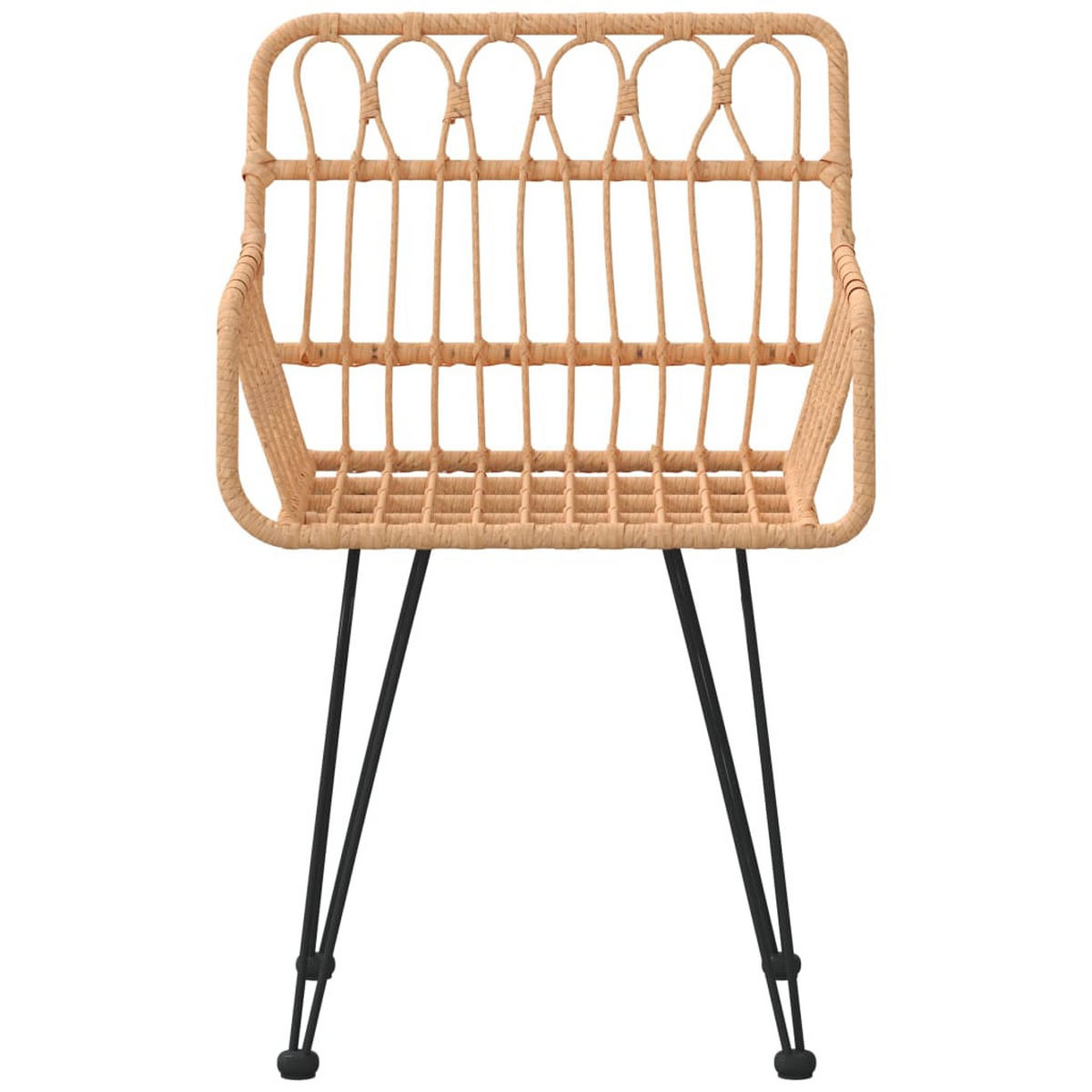 GARTENSTÜHLE 2 Stk. mit Armlehnen 56x64x80 cm PE-Rattan - Braun, Metall (56/80/56cm) - furnicato
