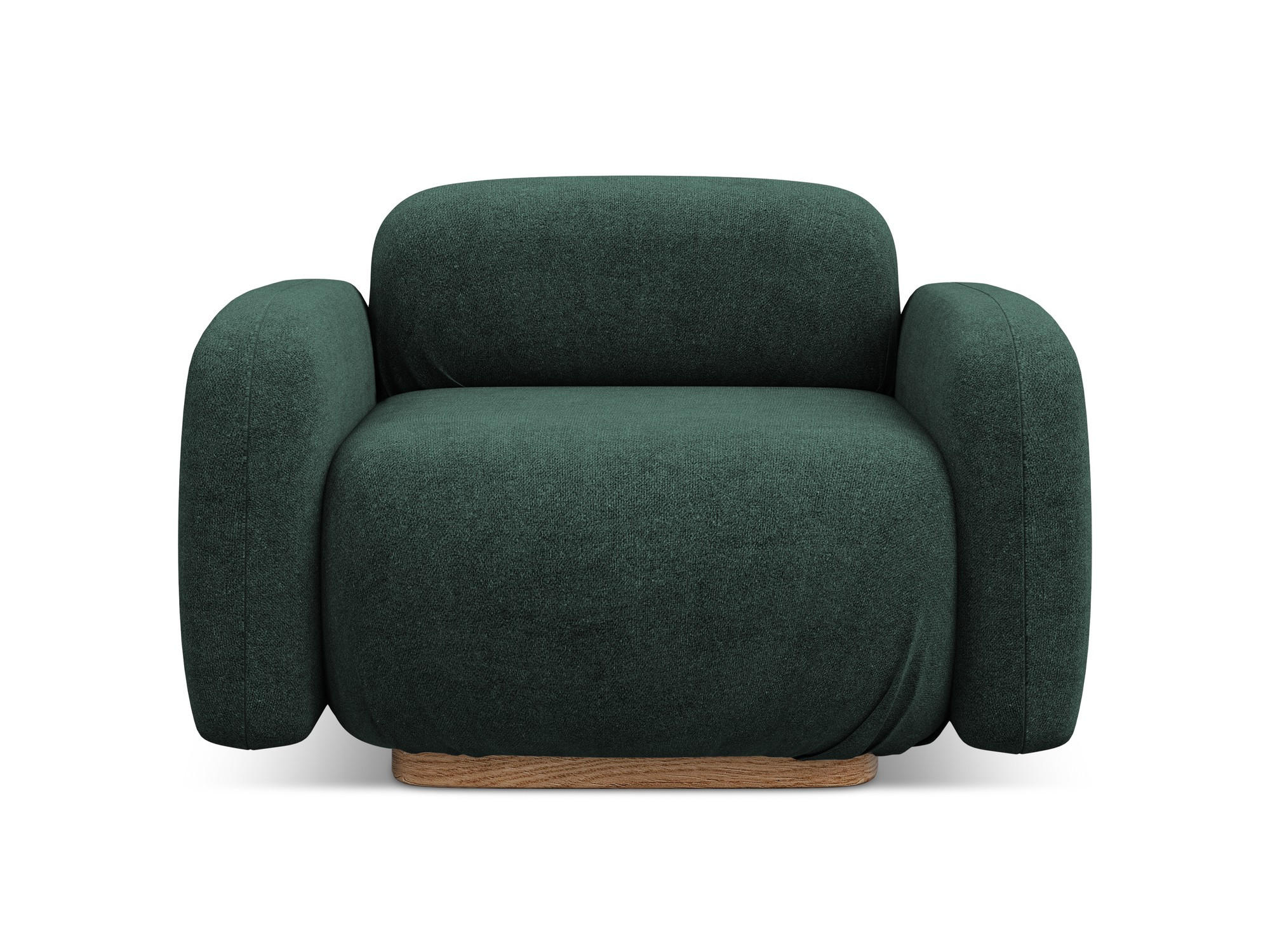 SESSEL Bouclé Stoff Grün - Dunkelgrün/Braun, Holz/Textil (110/73/95cm) - Makamii